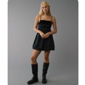 American Eagle Black Babydoll Velvet WhimsyGoth  Dress Y2K V  Mini Dress S